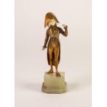 MARQUET (FRENCH EARLY 20th CENTURY) 1920s/30s GILT BRONZE AND IVORY FIGURE OF A BEAU in Napoleonic