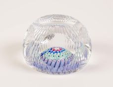 JAMES POWELL & SONS, WHITEFRIARS, GLASS PAPERWEIGHT with five concentric multi-caned rings, one cane