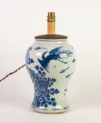 CHINESE QING DYNASTY BLUE AND WHITE PORCELAIN VASE, of baluster form, painted with phoenix in flight