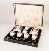 CIRCA 1930 CASED SET OF SIX STAFFORDSHIRE PORCELAIN COFFEE CUPS AND SAUCERS, stamped English