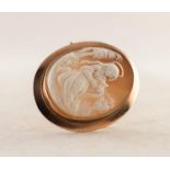 20th CENTURY CARVED SHELL CAMEO BROOCH in 9ct gold mount, 14.6 gms gross