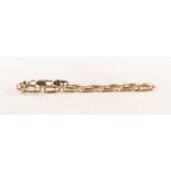 9ct GOLD CHAIN BRACELET with double long links, trigger clasp, 9in (23cm) long, 9.4 gms