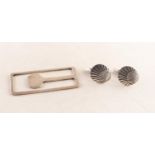 PAIR OF GEORG JENSEN, DENMARK, SILVER T BAR CUFFLINKS with scalloped shell pattern tops, numbered 99