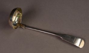 EARLY 19th CENTURY SCOTTISH PROVINCIAL SILVER FIDDLE PATTERN HANDLED SHALLOW LADLE, marked by