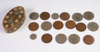 FOUR GEORGE VI HALF CROWN COINS, 1947, 1948 x 2 AND 1949 and  TWELVE OTHER PRE-DECIMAL COINS.