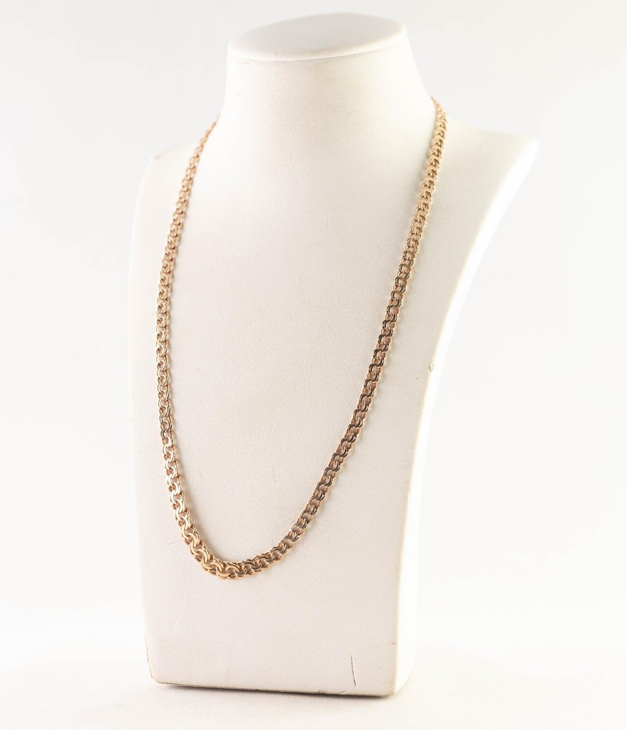 9ct GOLD FLATTENED-LINK CHAIN NECKLACE, 10.5 grm