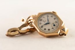 9ct GOLD CASED TUDOR LADY'S WRISTWATCH with Arabic on linked bracelet, 17.5 grms gross