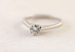 18ct WHITE GOLD SOLITAIRE DIAMOND SET RING, the stone .33 ct, 2.6 gms gross