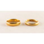 TWO 22ct GOLD WEDDING RINGS (one cut through), 8.5 gms all in (2)