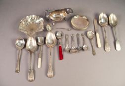 MIXED LOT OF ELECTROPLATE, comprising: SAUCE BOAT, PIERCED BON BON DISH and a QUANTITY OF LOOSE