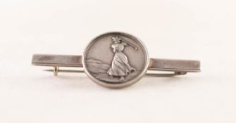 BAR BROOCH mounted with an Edwardian silver GOLF PRIZE MEDALLION, 'Southport & Ainsdale Monthly