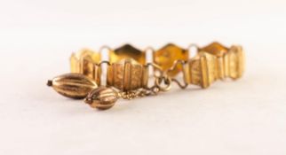 VICTORIAN ROLLED GOLD FANCY LINK BRACELET, with fluted pendants