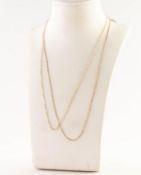 TWO 9ct GOLD FINE CHAIN NECKLACES, 2.1 grms all in