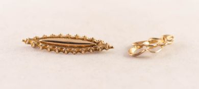 VICTORIAN 9ct GOLD LOZENGE SHAPED BROOCH, Birmingham 1893 and a 9ct GOLD OPEN WORK PENDANT with