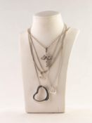 SILVER BELCHER CHAIN NECKLACE with silver and crystal set pendant; SILVER SNAKE CHAIN NECKLACE