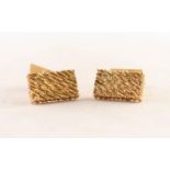 PAIR OF 18CT GOLD T-BAR CUFFLINKS with heavily textured oblong tops, 23.5 gms