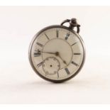 EARLY VICTORIAN SILVER CASED OPEN FACE KEY WIND GENT'S POCKET WATCH with seconds dial (hand absent),