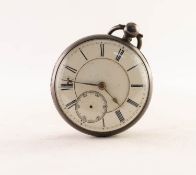 EARLY VICTORIAN SILVER CASED OPEN FACE KEY WIND GENT'S POCKET WATCH with seconds dial (hand absent),