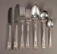 FORTY FOUR PIECE TABLE SERVICE OF COMMUNITY PLATE CUTLERY FOR SIX PERSONS, with fan shaped and