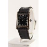 GENT'S ROY KING WRISTWATCH with silver rectangular case, with Swiss mechanical movement, roman black