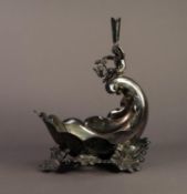 WALKER & HALL ELECTROPLATED FIGURAL EPERGNE/ FRUIT DISH. Modelled as a nautilus shell surmounted