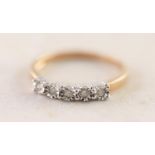 9ct GOLD FIVE ILLUSION SET DIAMOND HALF-HOOP RING, 2.4gms gross