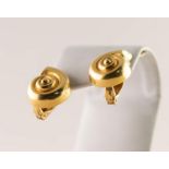 PAIR OF MODERN 18ct GOLD (.750 marked) SHELL FORM EARRINGS, 11.1 gms (2)