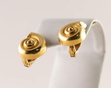 PAIR OF MODERN 18ct GOLD (.750 marked) SHELL FORM EARRINGS, 11.1 gms (2)