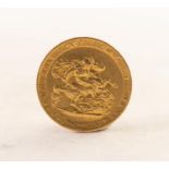 GEORGE III 1817 GOLD FULL SOVEREIGN, laureate head, reverse St George inverted, 8 gms, (VF)