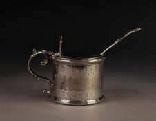 VICTORIAN ENGRAVED SILVER MUSTARD RECEIVER BY RICHARD MARTIN & EBENEZER HALL, of cylindrical form