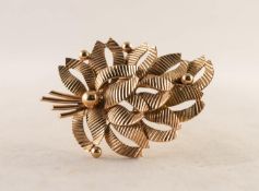 9CT GOLD SPRAY BROOCH with five orbicular berries, 15.6 gms