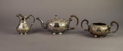 ELECTROPLATE EARLY TWENTIETH CENTURY TEA SET, circular and squat teapot with floral finial, two