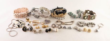 SIX PANDORA-STYLE MODERN BRACELETS; 5 other COSTUME BRACELETS; 10 pairs of COSTUME EARRINGS; a Furla