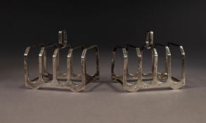 GEORGE V PAIR OF SILVER FOUR DIVISION SMALL TOAST RACKS BY ELKINGTON & Co, Birmingham 1914, 3.