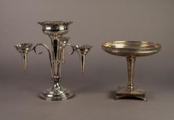 ELECTROPLATED FOUR VASE TABLE EPERGNE, with central vase, flanked by three, matching, smaller