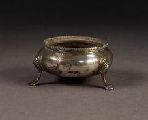 VICTORIAN PLAIN SILVER OPEN SALT BY ROBERT HARPER, of typical form with beaded border and stepped
