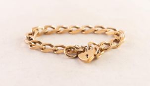 9ct GOLD FLATTENED LINK BRACELET with padlock clasp, 32.8gms