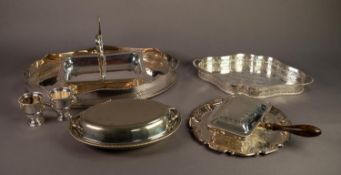 MIXED LOT OF ELECTROPLATE, comprising: SILVER PLATED ON COPPER OVAL TWO HANDLED GALLERIED TRAY, a/f,