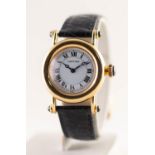 LADY'S CARTIER DIABOLO MODEL 1440 18ct GOLD QUARTZ WRISTWATCH with circular white roman dial, in