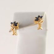 PAIR OF 18ct (.750 marked) GOLD EARRINGS each set with four marquise cut sapphires and three tiny