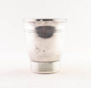 FRENCH SILVER COLOURED METAL BEAKER with campana shaped bowl with cylindrical and reeded lower