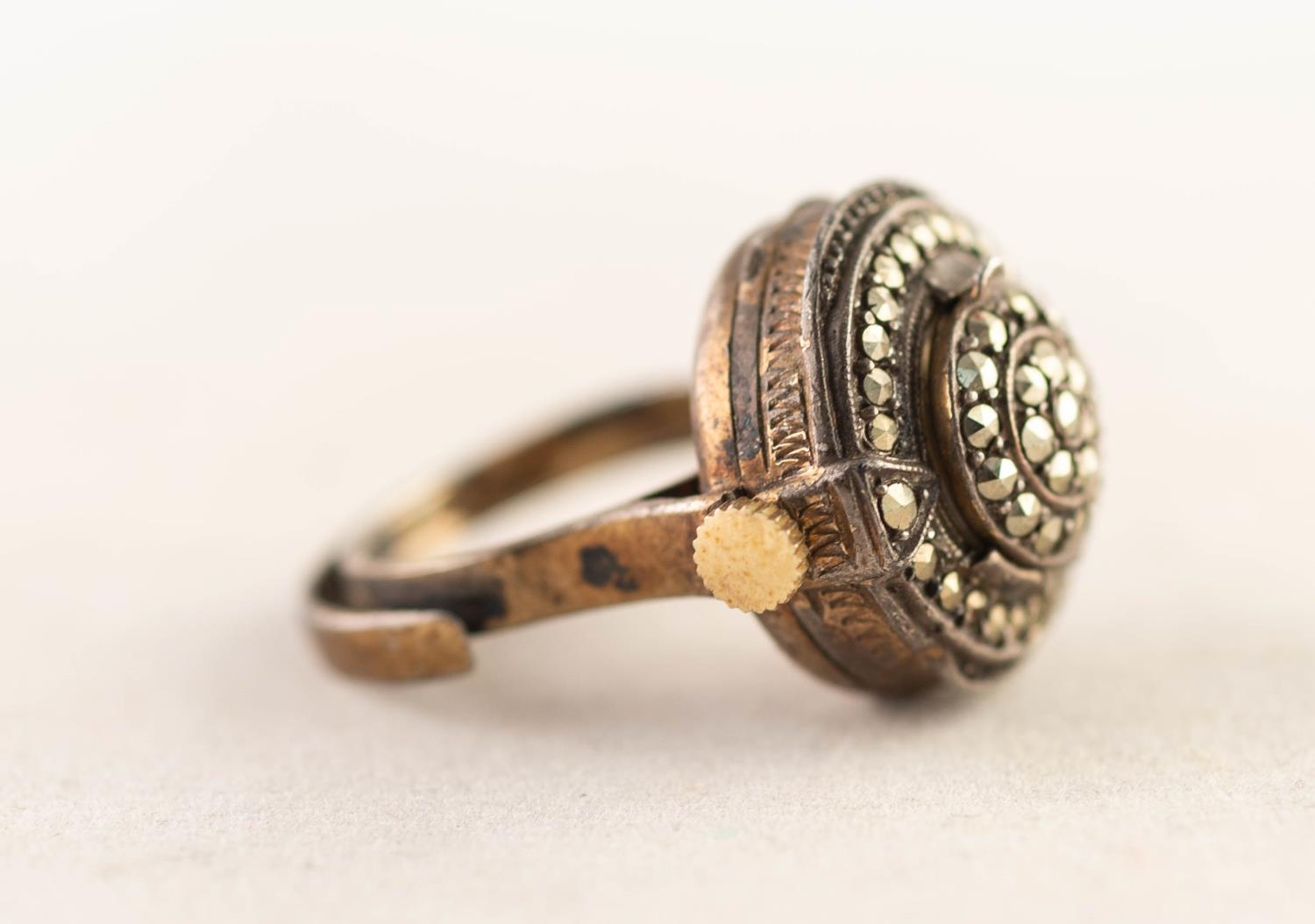 LADY'S ROTARY SILVER AND MARCASITE DRESS RING WATCH, with 21 jewelled movement, tiny circular - Image 2 of 3