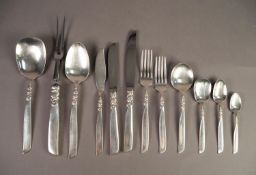 ONE HUNDRED AND EIGHT PIECE PART TABLE SERVICE OF COMMUNITY PLATE CUTLERY, the handles embossed to