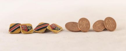 PAIR OF 9ct GOLD DOUBLE OVAL CUFFLINKS engraved with initials L and H, Birmingham circa 1899/1902,