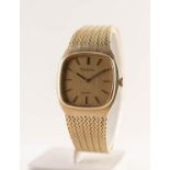 GENT'S CERTINA 9ct GOLD SWISS WRISTWATCH with quartz movement, gold coloured rounded rectangular