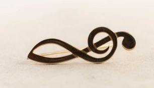 9ct GOLD BROOCH in the form of a treble clef, 1 5/8in (4.25cm), 4 gms