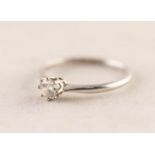 PLATINUM RING WITH A ROUND BRILLIANT CUT SOLITAIRE DIAMOND, in an eight claw setting,
