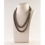 HEAVY SILVER COLOURED METAL FANCY LINK NECKLACE with ring clasp, 31 1/2in (80cm) long, 2.63 ozs (925