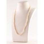 SINGLE STRAND NECKLACE OF GRADUATED NATURAL PEARLS, 119 pearls, the larged pearl size 4, the 9ct