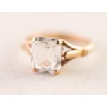 9ct GOLD WHITE PASTE SINGLE STONE DRESS RING, hallmarked Birmingham 1975, 3.12 gms, ring size O